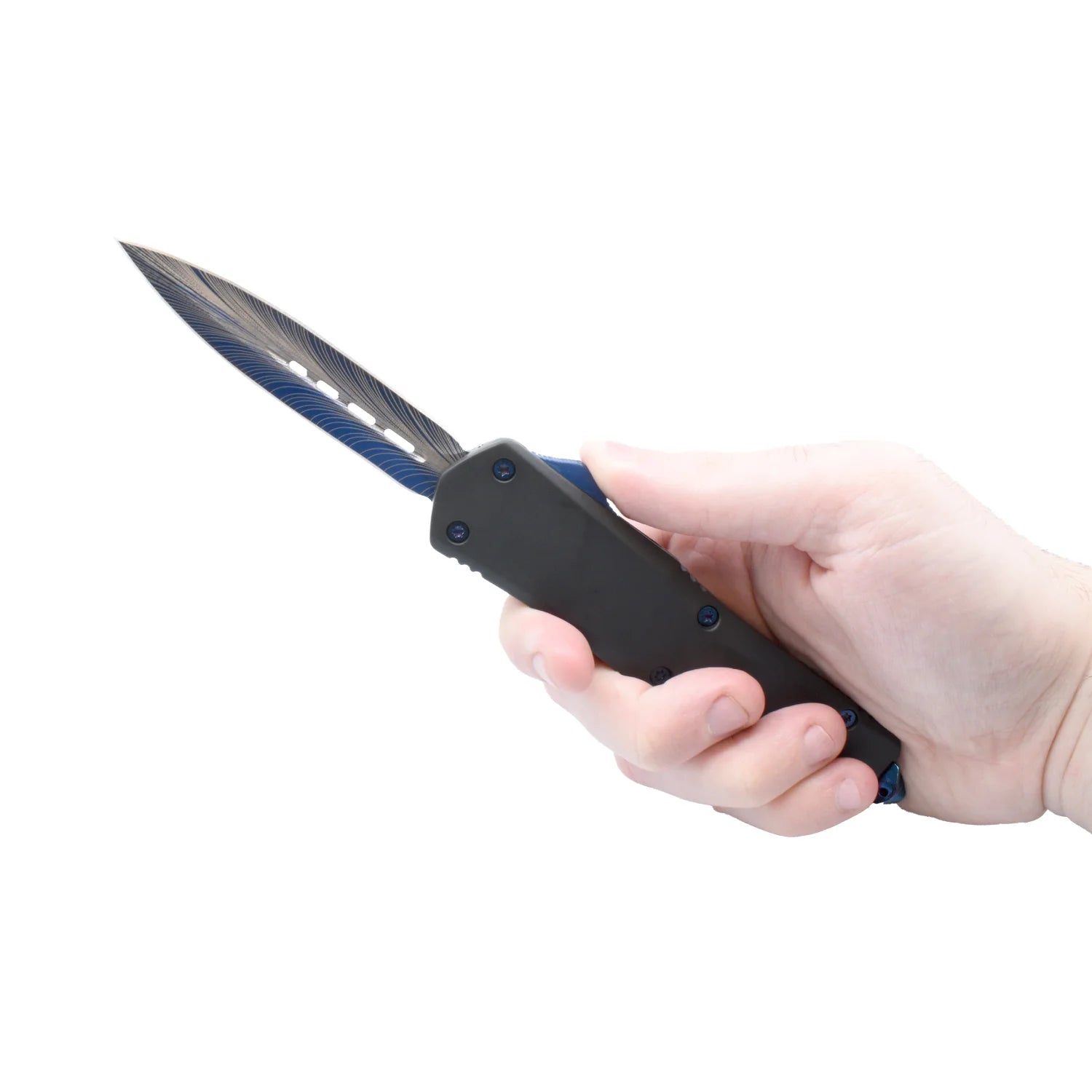 Streetwise Security - Double Edge Damascus Automatic OTF Knife w/ Belt Clip