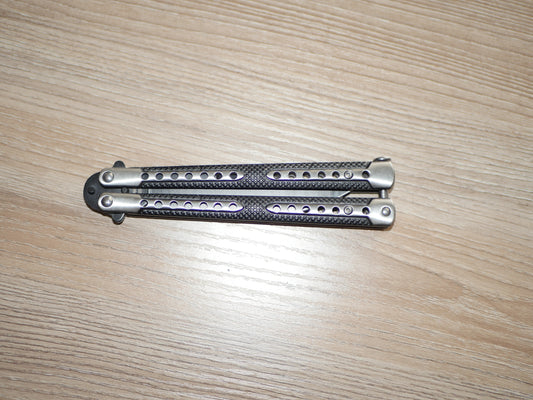 Butterfly Knife 5" Blade, Silver & Black