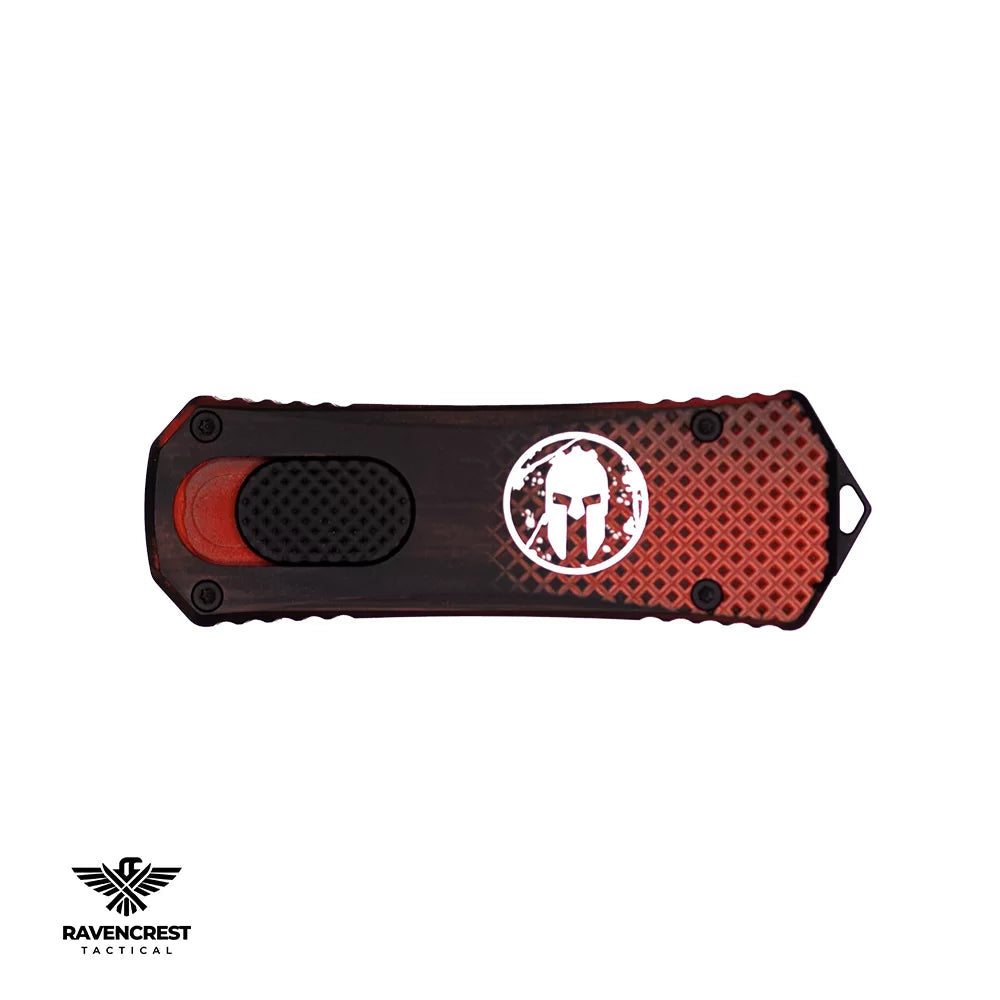 Ravencrest Tactical - Micro Hornet OTF Knife (Spartan Race Edition) – Battle-worn Black & Red
